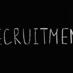 recruitment lettering text on black background